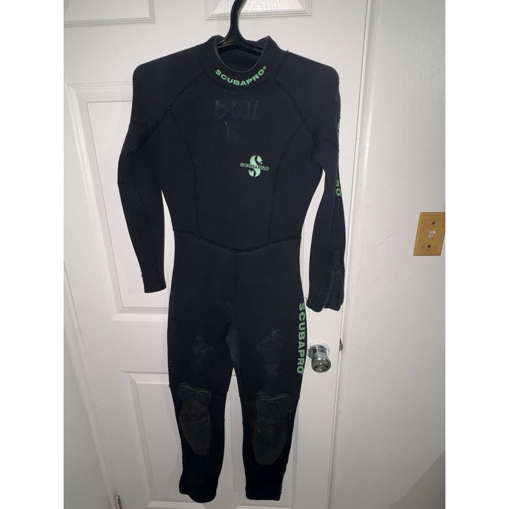 Scubapro 5mm TPF 30 Scuba Diving Full Wetsuit Men's Size S Front Zip Black/Green